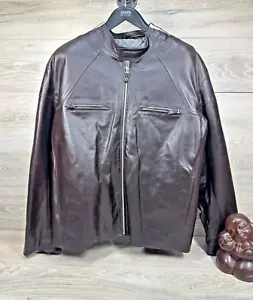 WILSONS M. Julian Mens Brown Leather Motorcycle Cafe Racer Moto Biker Jacket XXL - Picture 1 of 12