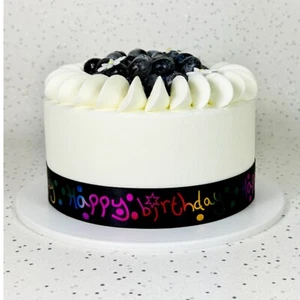 Cinta de feliz cumpleaños dorada rosa blanca negra para envoltura de regalo de pastel de cumpleaños - Imagen 1 de 45