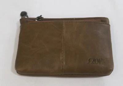 S-Zone Women's Triple Zip Up Soft Cowhide Coin Pouch DG4 Vintage Lt. Brown Mini  - Image 1 of 4
