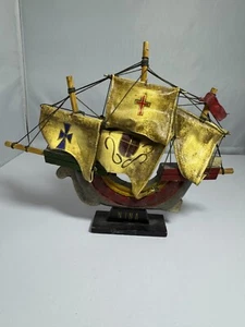 Vintage Spanish Wooden Ship Model Figure Nina Boat Nautical Rare Find 22-6 - Picture 1 of 4