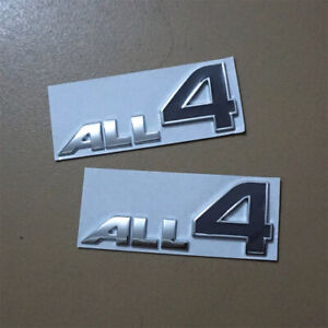 2x Chrome Silver ALL4 Gray Metal Decal Emblem Badge Sticker Performance Auto Car