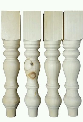 Hand turned furniture eastern knotty pine coffee table bench legs 3"  x 18" - Image 1 of 3