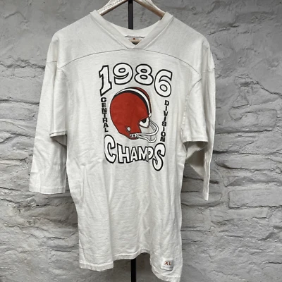 克利夫兰布朗队球衣 T 恤 1986 Central Div Champs NFL 足球复古 80 年代 — 第 1/4 张图片