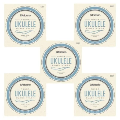 D'Addario Ukulele Strings 5 Sets Black Nylon EJ53T Uke Tenor - Image 1 of 4