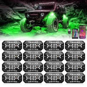 16 Pods 5-Side Full Angle RGBW Rock Lights Truck SUV Underglow Lamps App+Remote - Picture 1 of 13