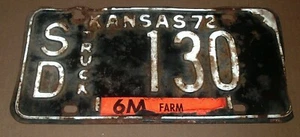 1972 Kansas License Plate SD 130 Sheridan County Truck Tag - Picture 1 of 2