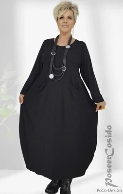 PoCo LAGENLOOK Kleid  Bags 44 46 48 50 52 54 56 58 L-XL-XXL-XXXL schwarz - Bild 1 von 4