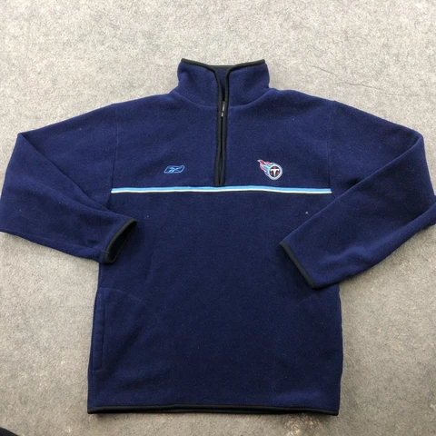 Tennessee Titans Pullover Boys Large Blue 1/4 Zip Fleece Spell Out Logo Reebok Cover