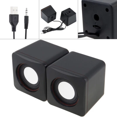 Nuevos Altavoces para Computadora PC 2.0 Estéreo USB 3.5 mm Conector Escritorio Laptop Sonido Transparente Foto 1 de 4