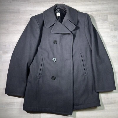 Vintage US Navy Mens Peacoat Blue Size 40R USA  Navy Double Breasted Wool Anchor - Image 1 of 4