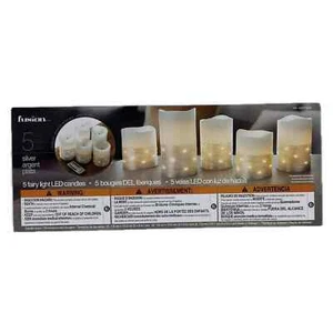 Fusion 5 Piece Fairy Light Led Candles Set Silver - Picture 1 of 1