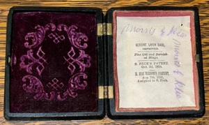 ANTIQUE PECKS AUG 7. 1855 PATENED BOX 2-1/3X3" FRAME - Picture 1 of 10