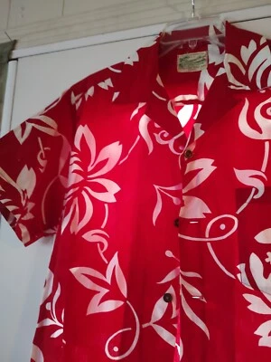 Vintage Aloha 60's diamond Head Waikiki Red Floral  Men's Shirt - Image 1 of 4