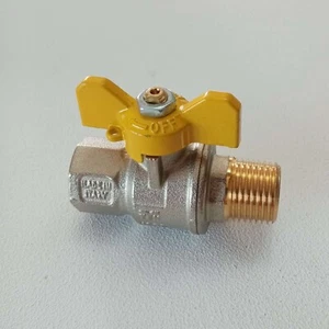 Tiemme 1/2" valvola a sfera saracinesca gas MF leva corta farfalla gialla - Foto 1 di 5