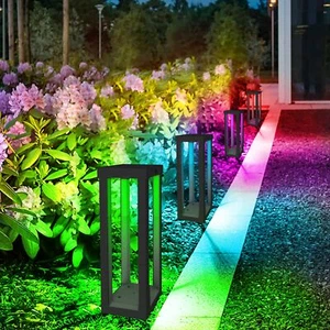 Solar Patio Floor Lamp Outdoor, 4 Pack RGB Color Changing Landscape Path Ligh... - Picture 1 of 9