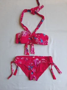 Bikini bandeau halter Bras N Things talla 10 rojo rubí y azul 2 piezas - Imagen 1 de 9