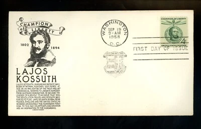 US FDC #1117-1118 Anderson M-1 1958 Washington DC Lajos Kossuth Hungary Set of 2 - Image 1 of 4