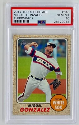 2017 Topps Heritage High MIGUEL GONZALEZ PSA 10 Throwback Variation SSP 640 Pop1 - Image 1 of 2