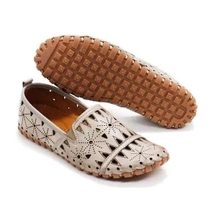 Women Spring Step Fusaro Light Grey Leather Loafer Arch Support Comfort Flats - Picture 1 of 5