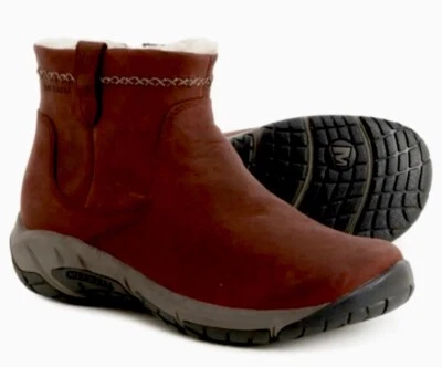 9 M Merrell Mujer Encore 4 Bluff Cremallera Polar Impermeable Cuero Botas Nuevas con Caja Foto 1 de 4