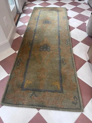 Stickley Area Rug -  2.9' x 8' Runner in Great Condition  - Green - Blue - Brown - Image 1 of 4