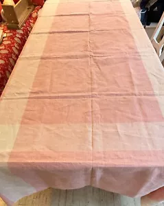 Tovaglia da banchetto vintage in lino belga a righe rosa - monogramma DA ZZ313 - Foto 1 di 5