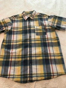 Red Head Men Red/Blue/Yellow Plaid Button Up Chambray Shirt Short Sleeve L - Picture 1 of 8