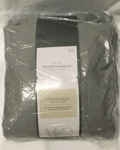Threshold Sheet Set Queen 400TC Sheet Gray 100% Cotton 18" DP Bedroom - Picture 1 of 5