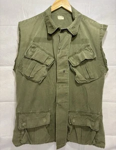Tropical Vest Combat Coat Rip Poplin Slant Pocket Vintage 60/70s Vietnam Army US - Picture 1 of 13