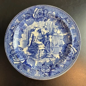Wedgwood Blue and White Priscilla and John Alden Plate 9 7/16" - Picture 1 of 4