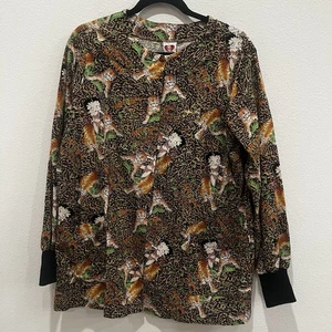 Giacca Scrub Regina della Giungla Vintage Betty Boop Stampa Infermiera 1997 Uniforme Rara - Foto 1 di 9