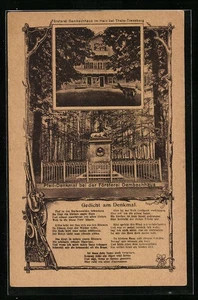 Thale-Treseburg /H., Ansichtskarte, Försterei Dambachhaus und Pfeil-Denkmal - Picture 1 of 2