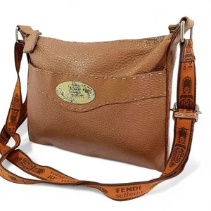 Auténtico Bolso de Hombro FENDI Sacoche Selleria Cuero Marrón - Imagen 1 de 24