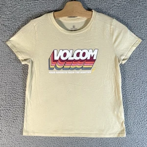 Volcom T Shirt Girls Large (10/12) Yellow Short Sleeve Graphic Tee Surfer Beach - Picture 1 of 8