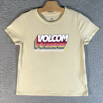 Volcom T Shirt Girls Large (10/12) Yellow Short Sleeve Graphic Tee Surfer Beach - Image 1 of 4