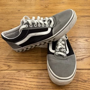 Vans Auténtico Negro Gris Blanco Checkerboard Talla Baja 10.5 Old Skool - Imagen 1 de 16
