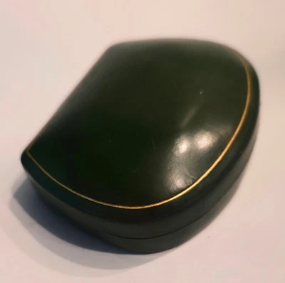 Antigua caja/cartera de cuero italiana con acento dorado de 3" x 2,5" x 1" hecha a mano Foto 1 de 4