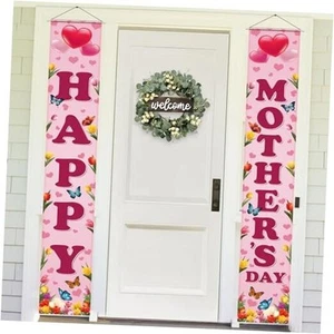 Mothers Day Banner 2 Pack Happy Mothers Day Decorations Door Sign Hanging - Picture 1 of 7