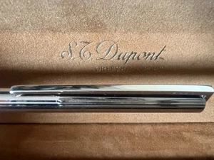 Dupont Stylo-Plume Sphère Plaqué Argent Élégance Français Avec Trousse - Picture 1 of 10
