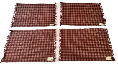 PARK DESIGNS Sturbridge Wine Cotton Placemats Red Tan Plaid Set of 4 NEW (A) - Image 1 of 4