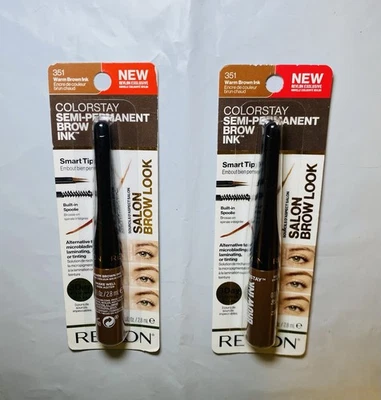 2 New Revlon ColorStay Semi-Permanent Brow Ink - 351 Warm Brown Ink 3 Day Brow - Image 1 of 2