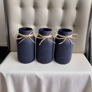 Set of 3 chalk painted distressed Quart size mason jar vases…mix & match colors! - Picture 1 of 2