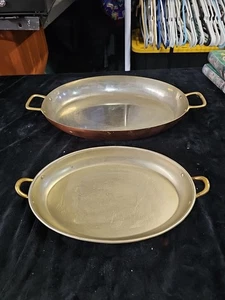  Kupfer/Messing 12" Zoll und 16" Zoll Ovel Fisch Bratpfanne und Hahnpfanne - Bild 1 von 15