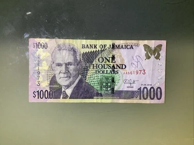 Jamaica 1000 Dollars 2018 Circulated - Image 1 of 2