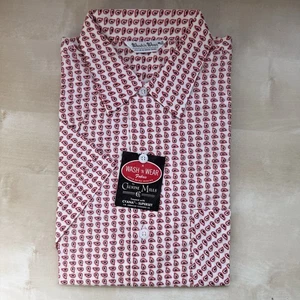 Camisa Personalizada Wash N Wear Manga Corta Cachemira Hecha en EE. UU. Talla M 15 NOS 60s 70s - Imagen 1 de 6