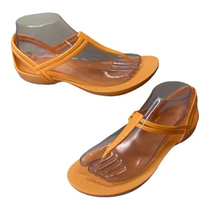 CROCS Isabella T-strap Flat Cantaloupe Orange Lightweight Sandals Women’s Size 8 - Picture 1 of 13