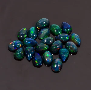 Lote de 20 cabujones naturales de ópalo etíope negro forma mixta 6,00 quilates 6X4X2 mm - Imagen 1 de 3
