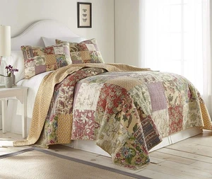 Delaney Floral Patchwork Pre-Washed Cotton Quilt Set - Daybed Coverlet - Throw - Picture 1 of 13