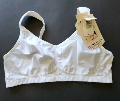 Champion Womans Active Wear White Wireless Sport Bra NWR 40C Wide Strap 092 - Image 1 of 4