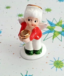 Vintage MCM Napco 50s Christmas Mini Miniature Boy Angel Candle Holder Figurine - Picture 1 of 7
